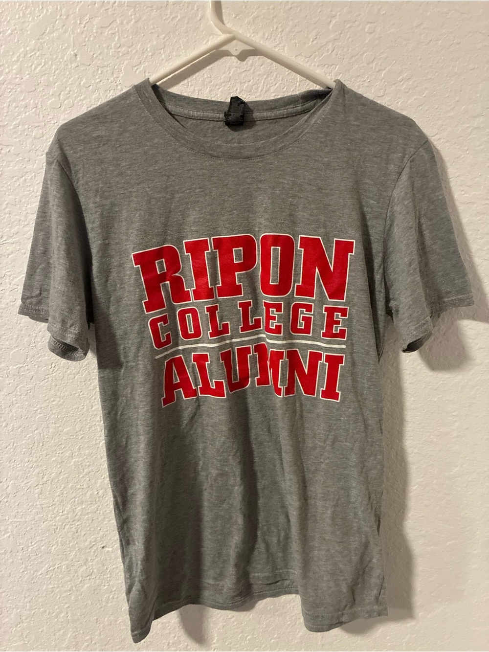 Anvil Gray Ripon College Alumni Tee with Red Lettering